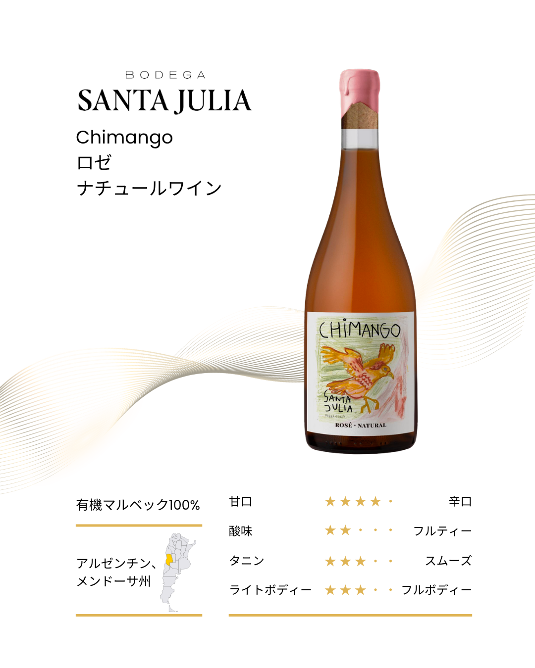 ナチュールワイン<br>チマンゴ マルベック ロゼ 750ml / Chimango Rose