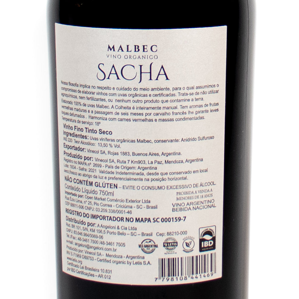 オーガニック サシャ マルベック 750ml / Sacha Organic Malbec