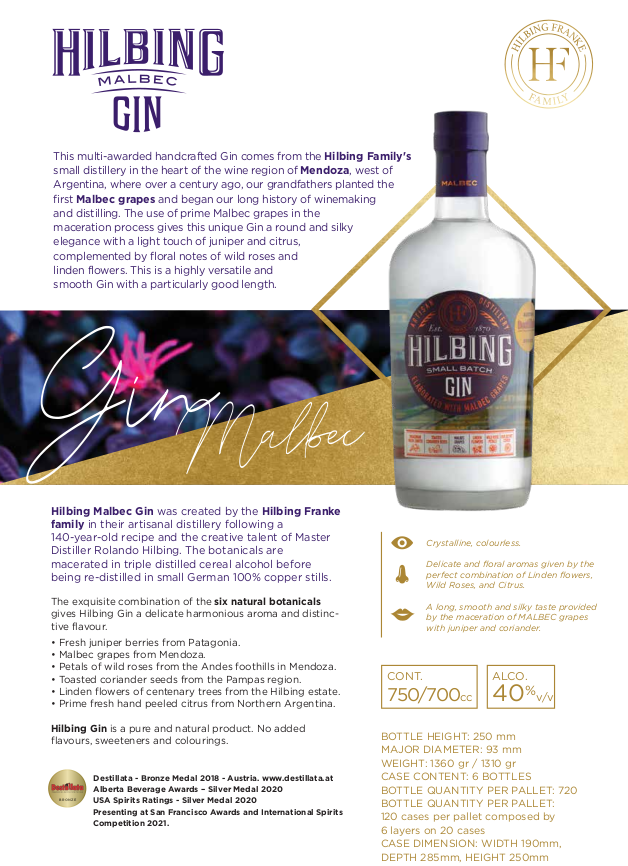 マルベック・クラフトジン 750ml / Malbec Gin